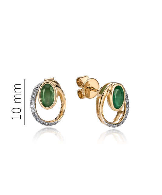 Yellow gold earrings with diamonds and emeralds