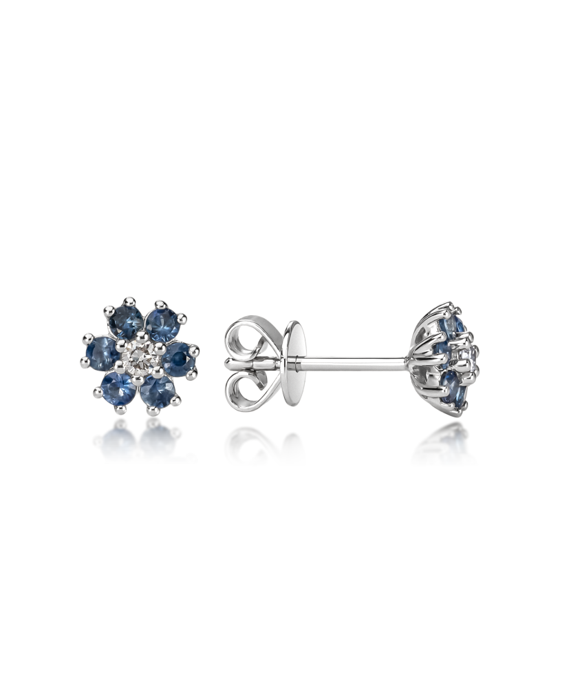 White gold earrings with sapphires and diamonds