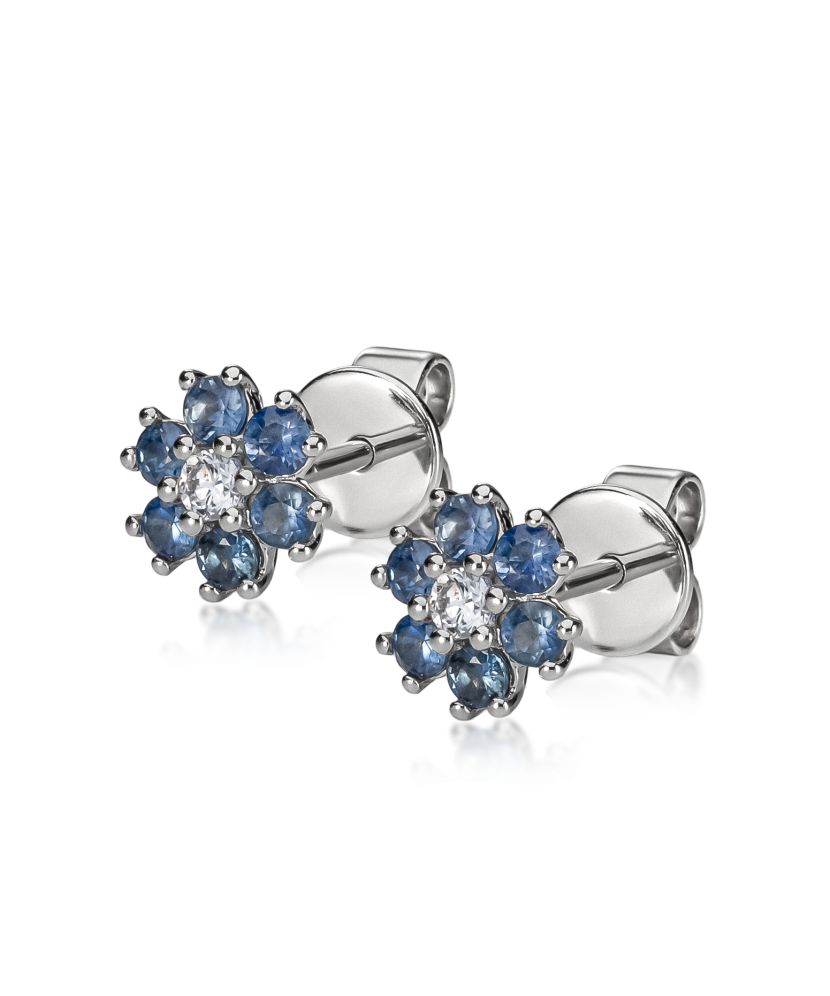 White gold earrings with sapphires and diamonds
