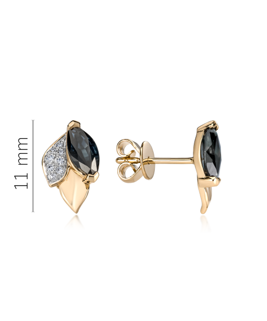 Yellow Gold earrings with diamonds and sapphire