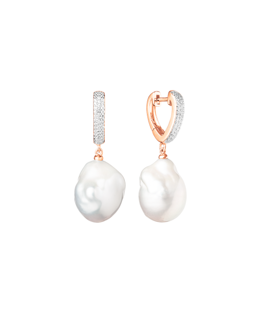 Kullatut hopeiset korvakorut Kasumi-helmillä ja zirkoneilla