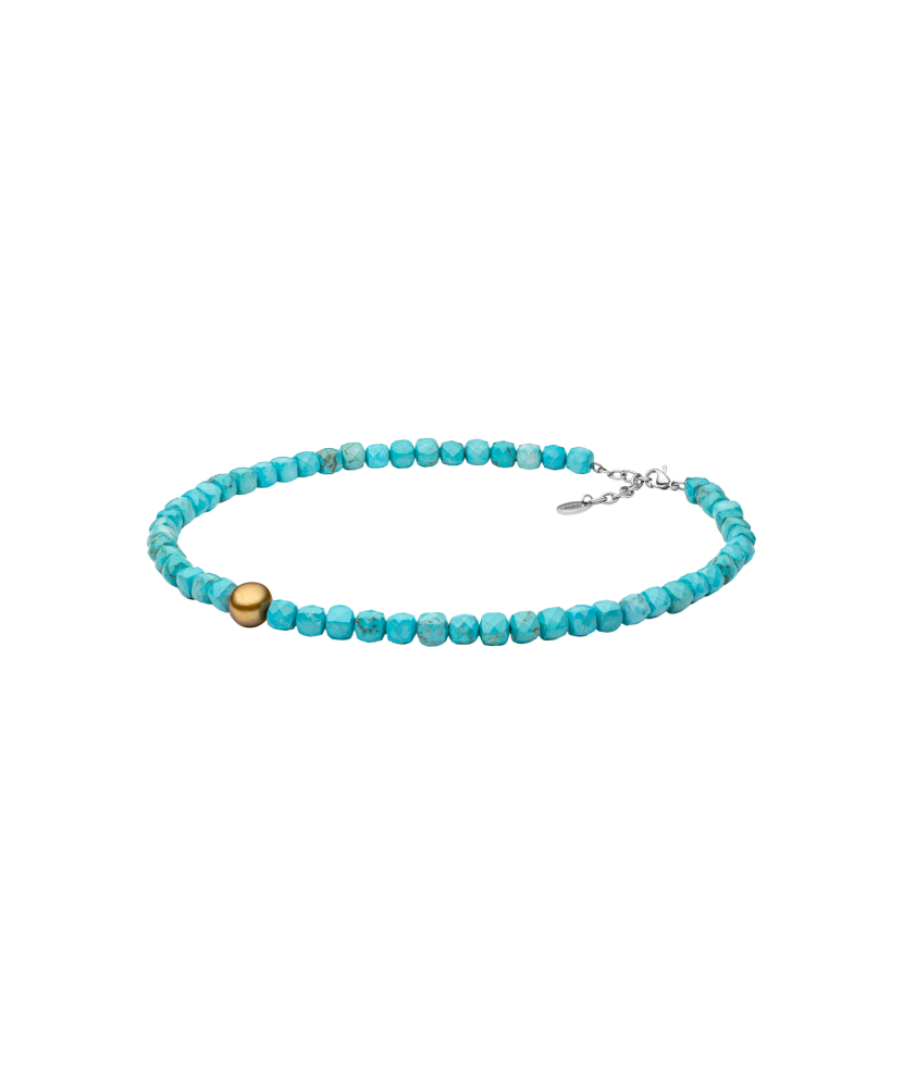Necklace with turquoise and pearl
