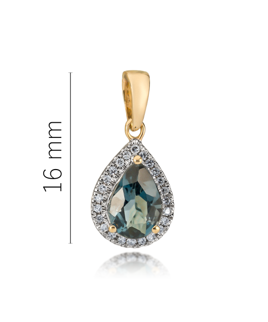 Yellow gold pendant with diamonds and London topaz
