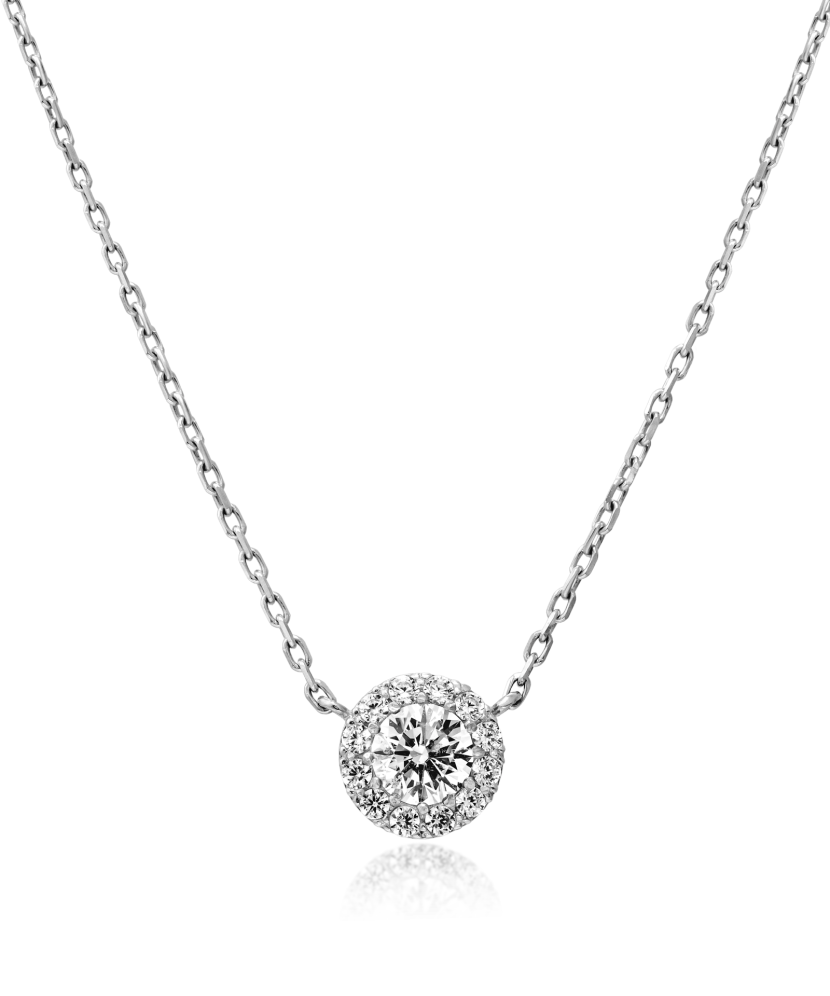 White gold chain with zirconium pendant