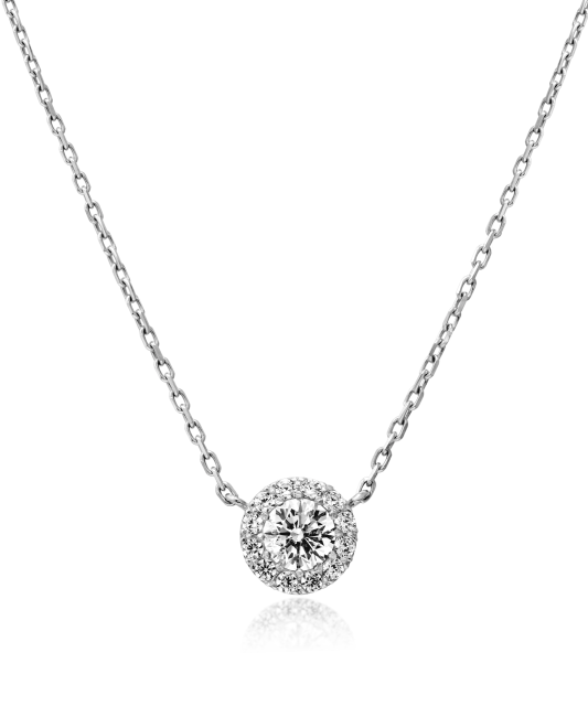 White gold chain with zirconium pendant