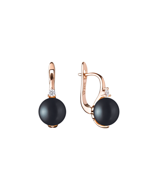 Gilded sterling silver earrings with pearls and zircons