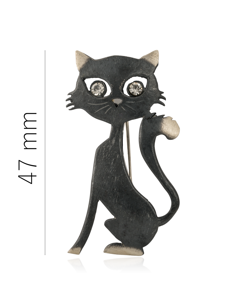 Sterling Silver brooch with crystals "Cat"