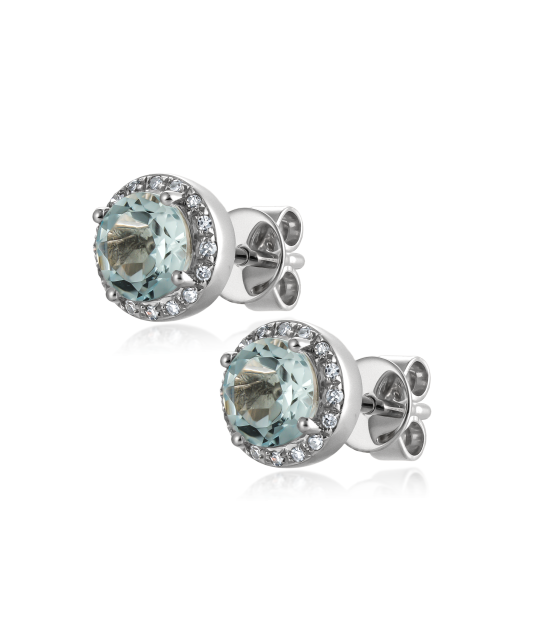 White gold earrings with topazes and diamonds
