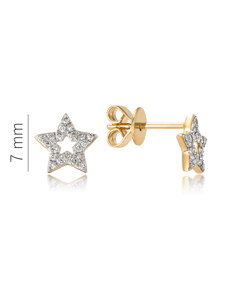 Keltaiset kultaiset korvakorut timanteilla