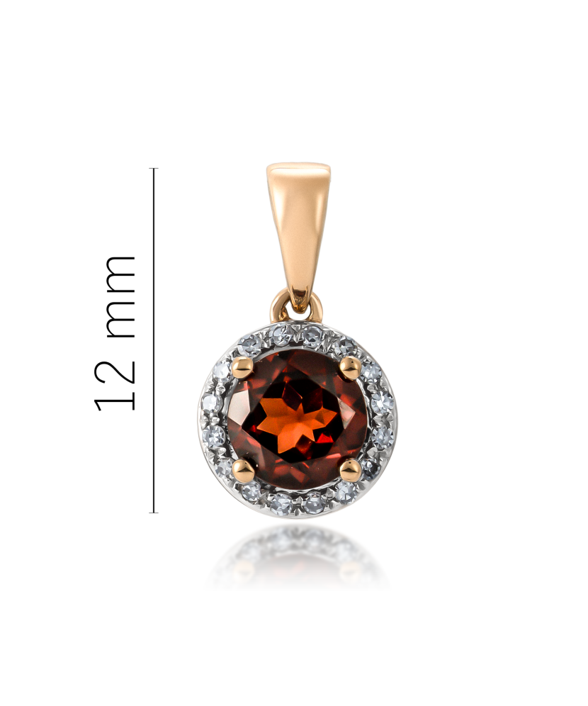 Gold pendant with garnet and diamonds "Heart"