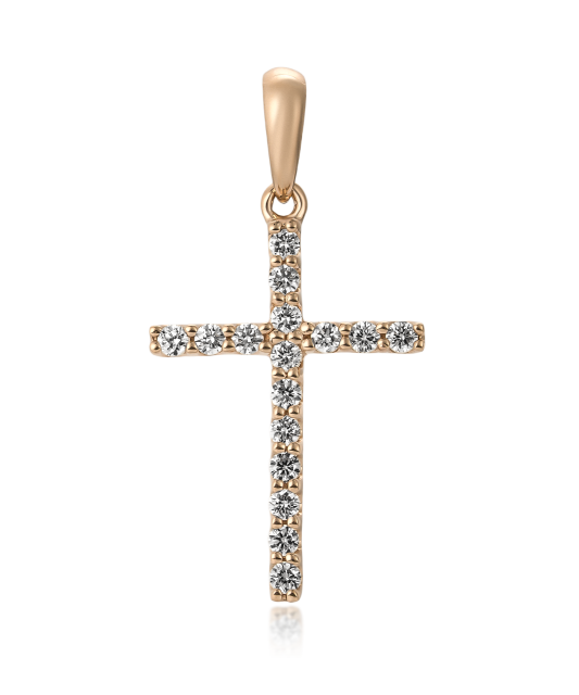 Yellow gold pendant with diamonds "Cross"