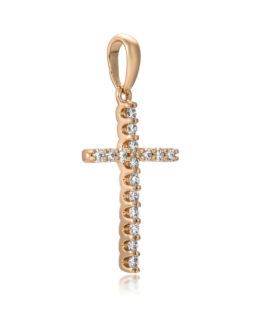 Yellow gold pendant with diamonds "Cross"
