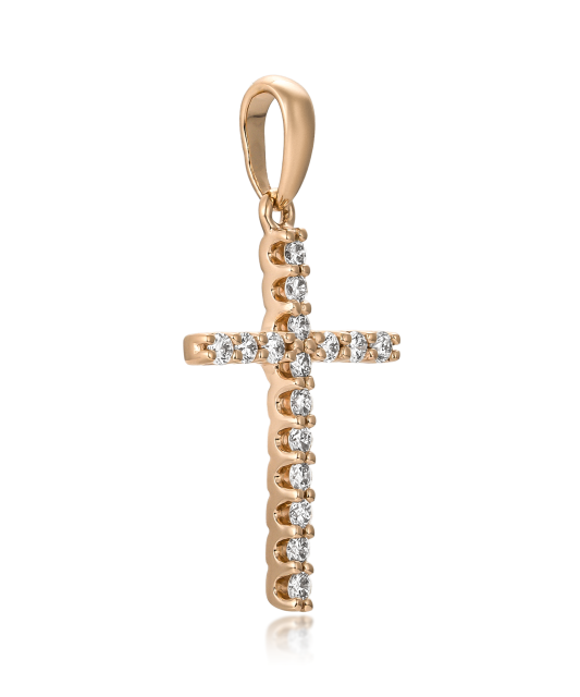 Yellow gold pendant with diamonds "Cross"