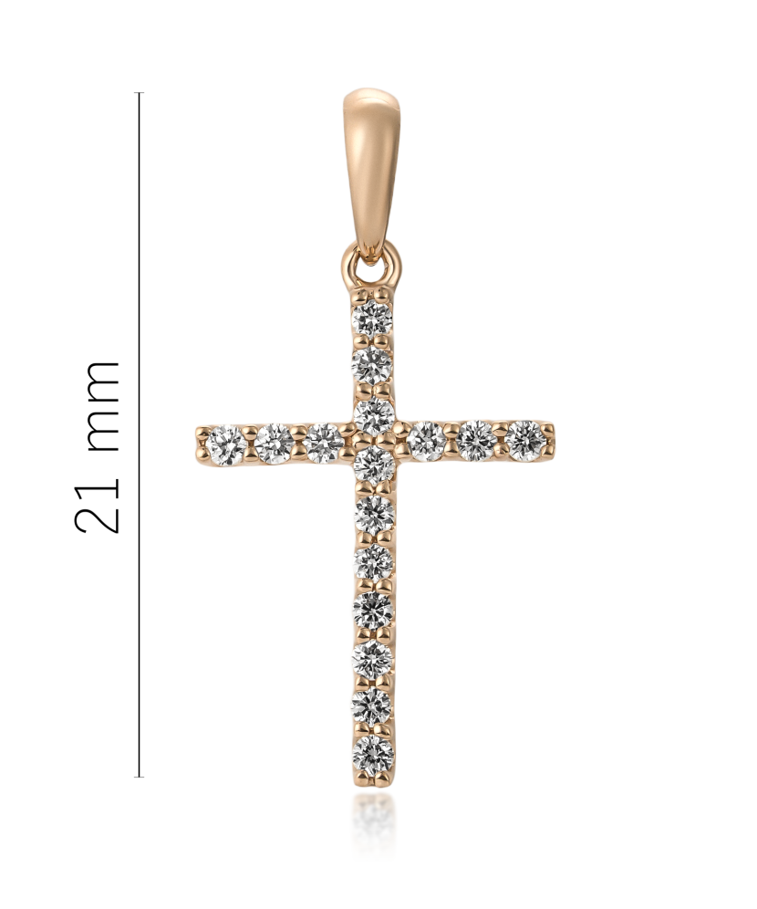 Yellow gold pendant with diamonds "Cross"