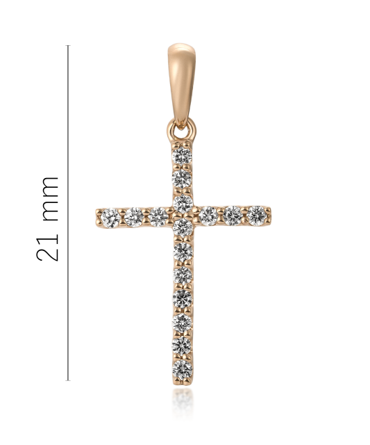 Yellow gold pendant with diamonds "Cross"