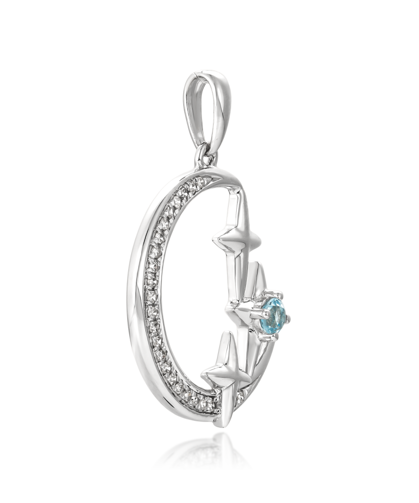 White gold pendant with diamonds and topaz 2