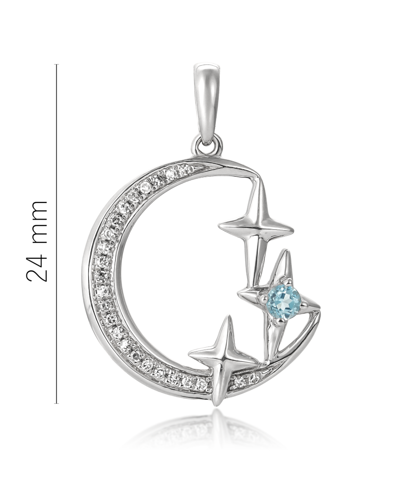 White gold pendant with diamonds and topaz 2