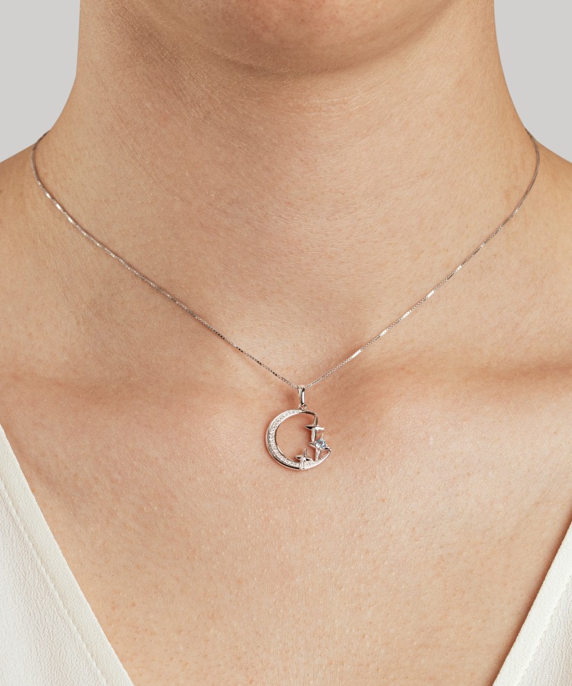 White gold pendant with diamonds and topaz 2