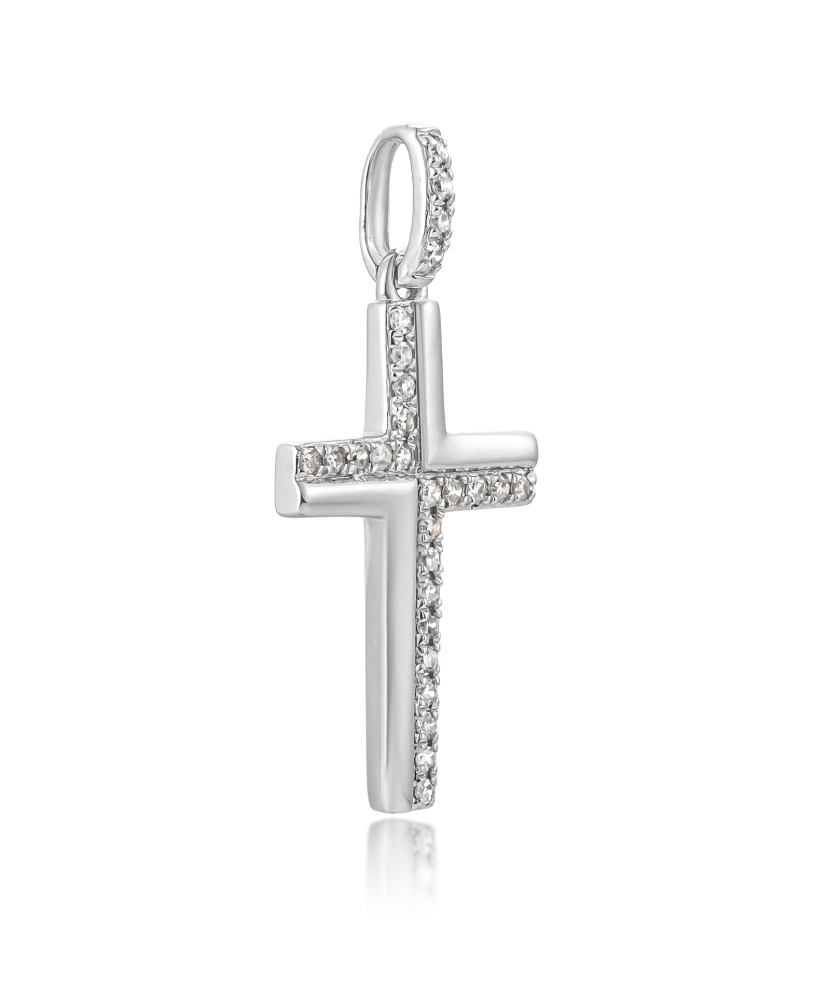 White gold pendant with diamonds "Cross" 2