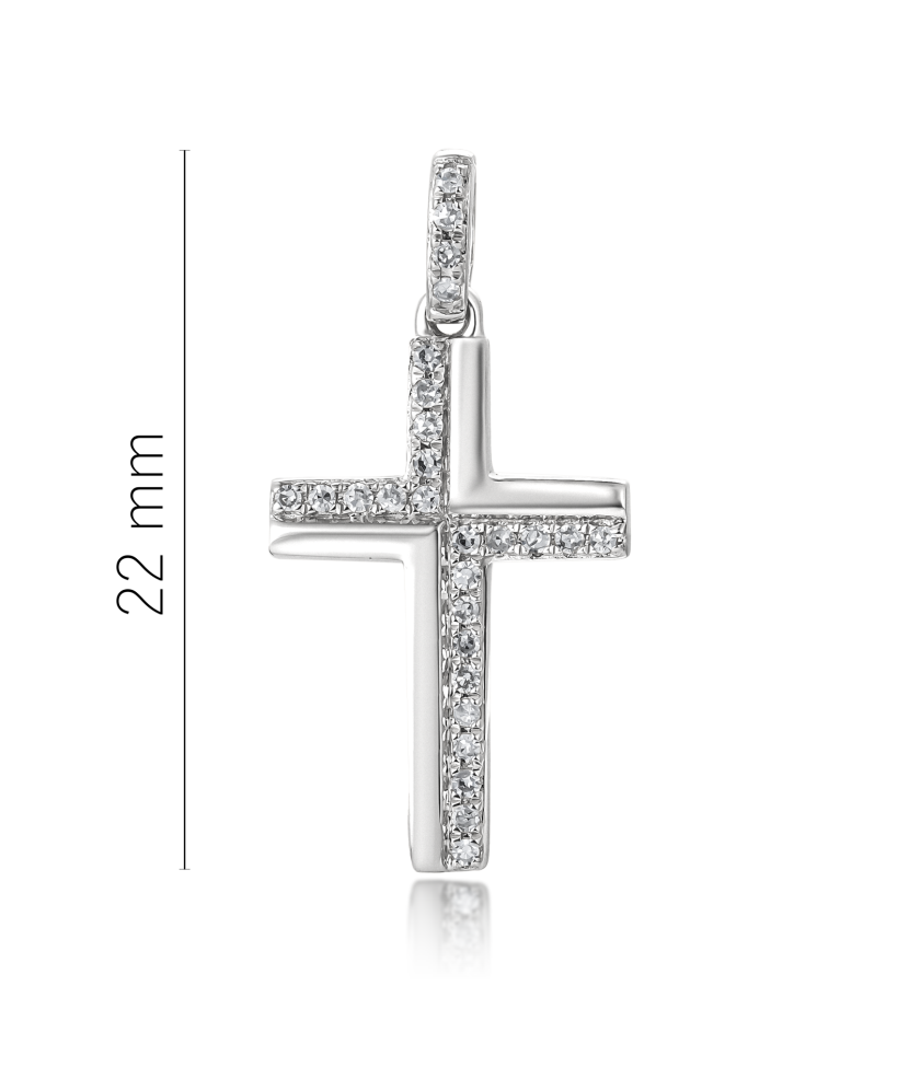 White gold pendant with diamonds "Cross" 2