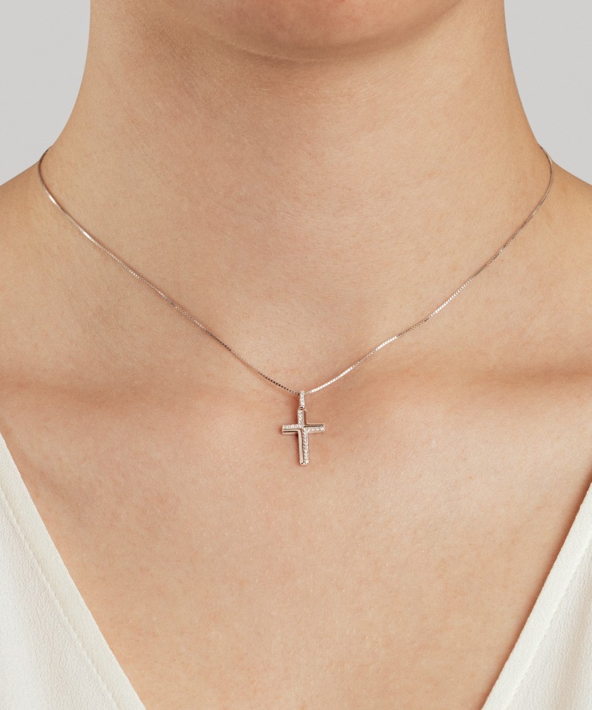 White gold pendant with diamonds "Cross" 2