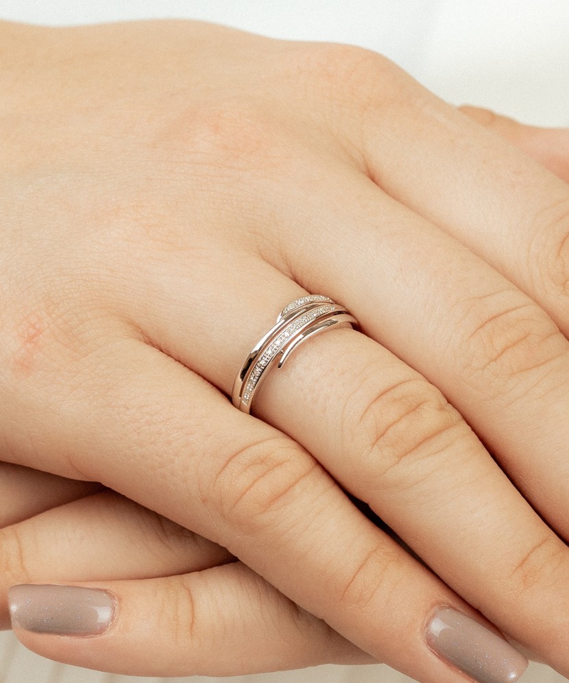 White gold ring with diamonds