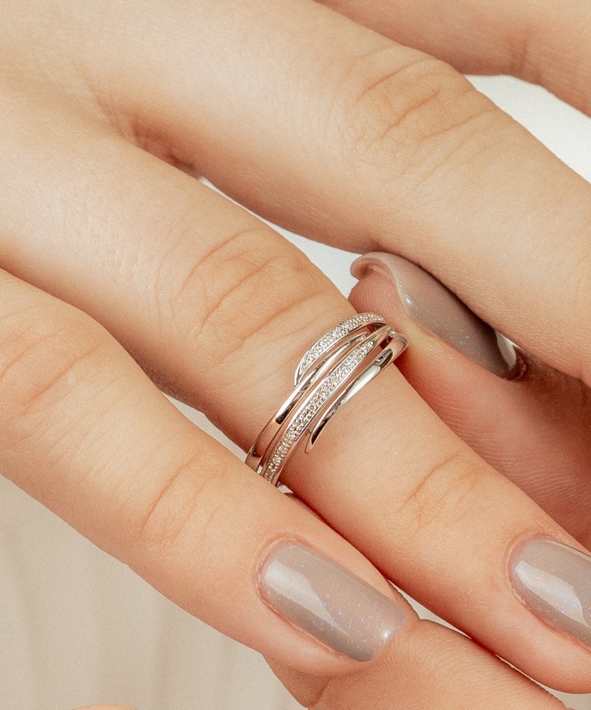 White gold ring with diamonds