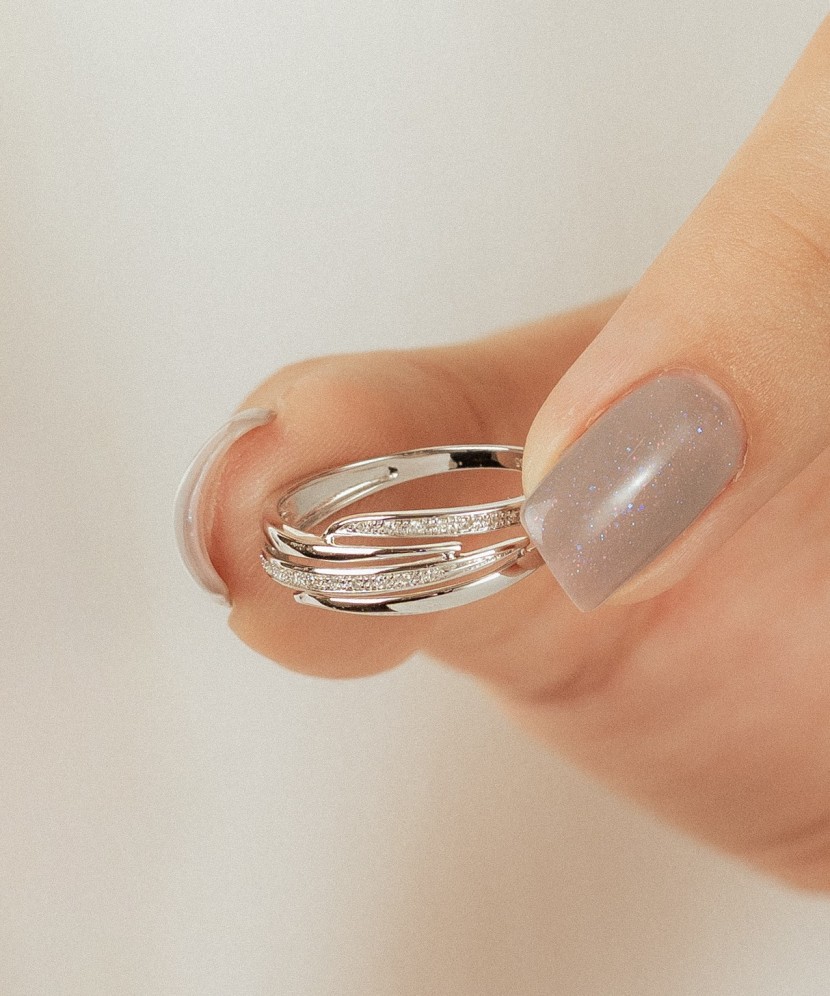 White gold ring with diamonds