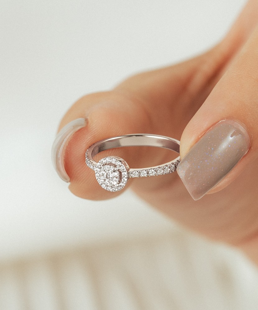 White gold ring with diamonds