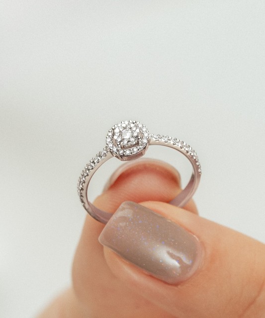 White gold ring with diamonds