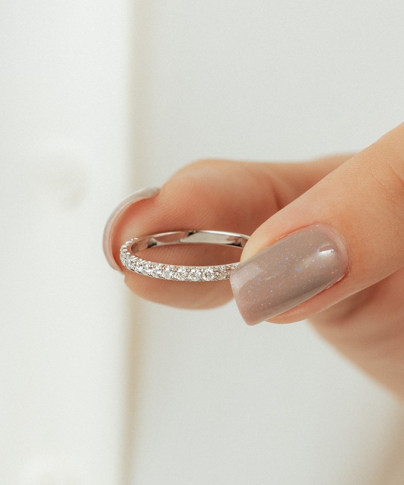 White gold ring with diamonds