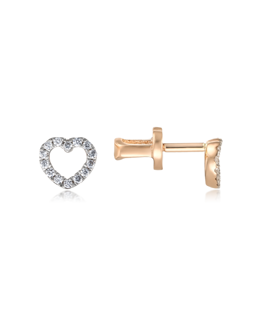 Gold earrings with diamonds "Heart"