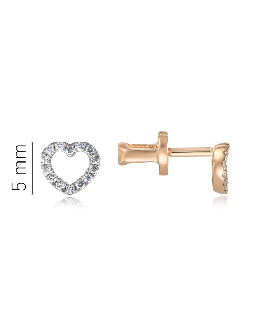 Kultaiset korvakorut timanteilla "sydän"