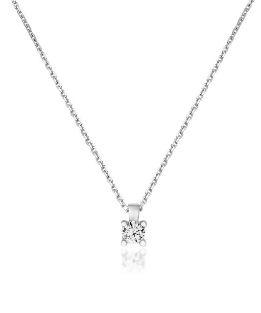 White gold chain with zirconium pendant