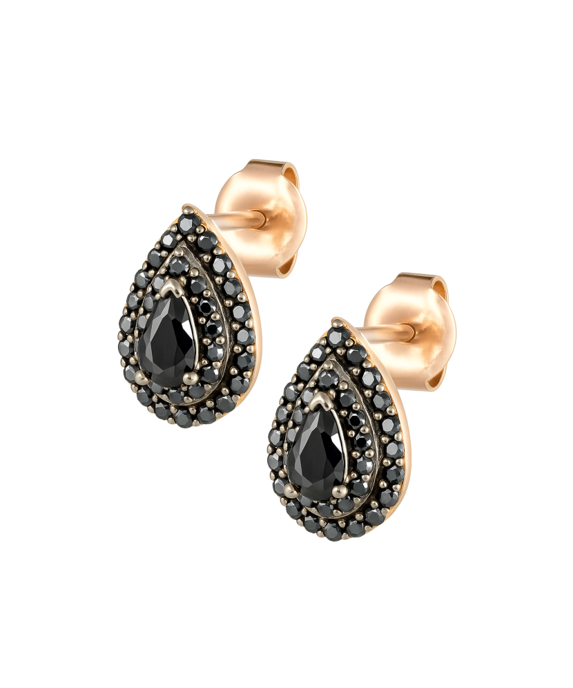 Gold earrings with zircons