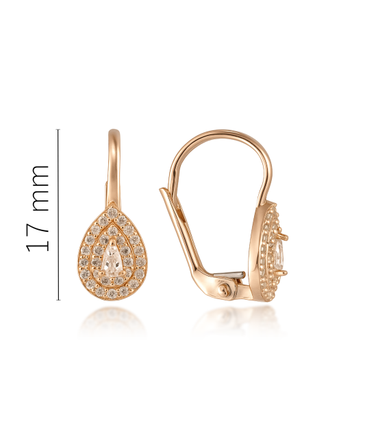 Gold earrings with zircons
