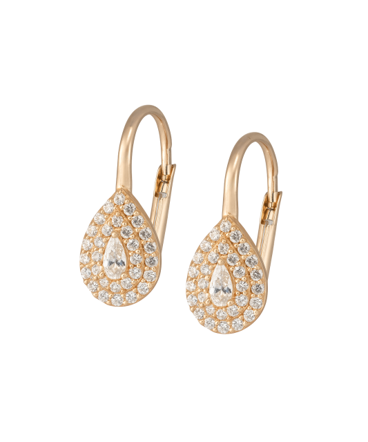 Gold earrings with zircons