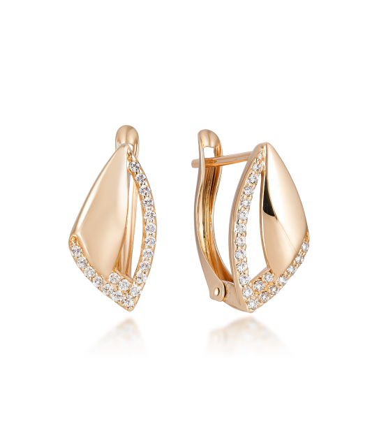 Gold earrings with zircons