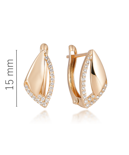 Gold earrings with zircons