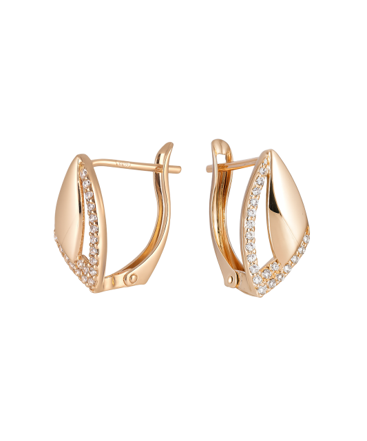 Gold earrings with zircons