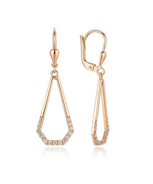 Gold earrings with zircons