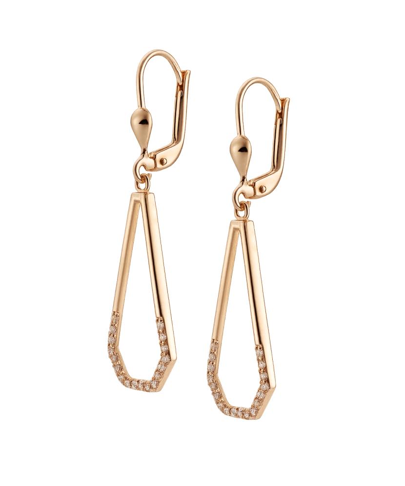 Gold earrings with zircons