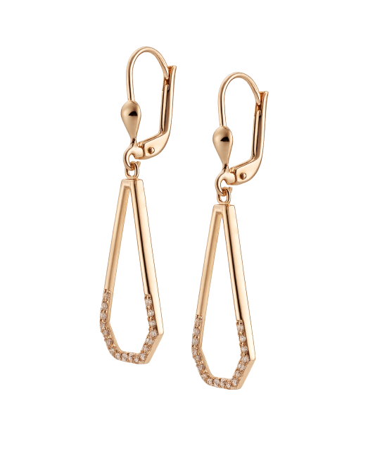 Gold earrings with zircons