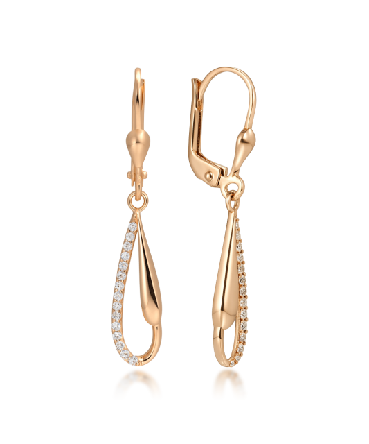 Gold earrings with zircons