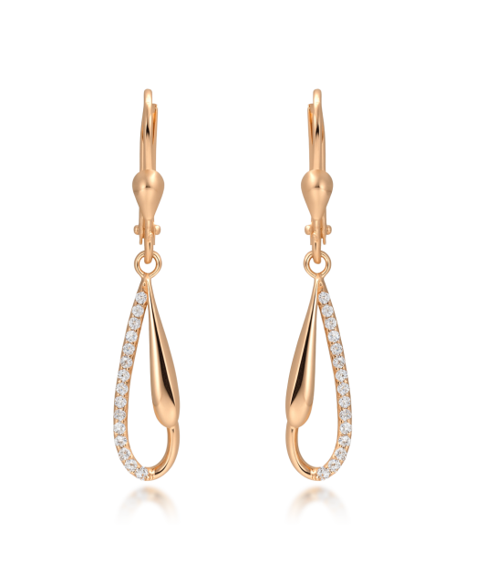 Gold earrings with zircons