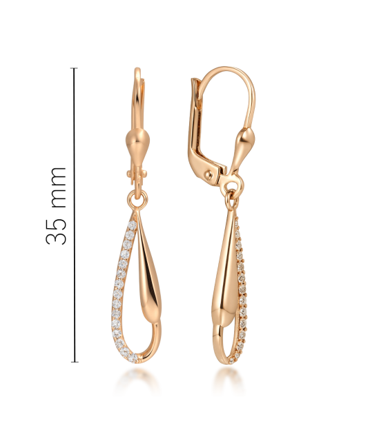 Gold earrings with zircons