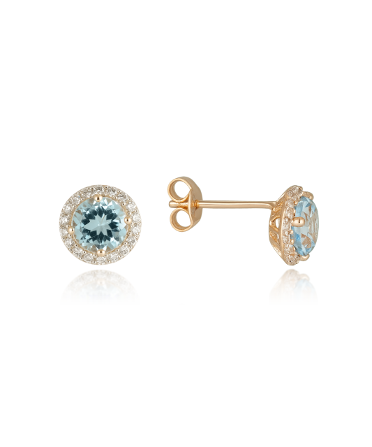 Gold earrings with zircons