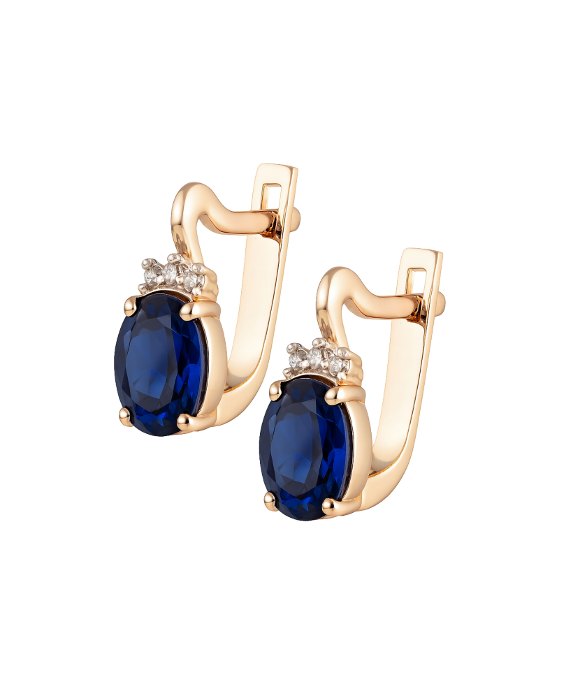 Gold earrings with zircons