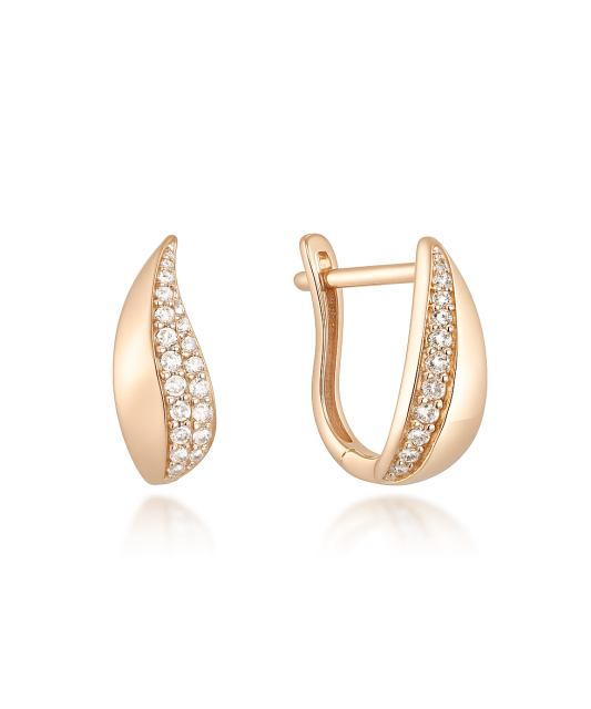 Gold earrings with zircons