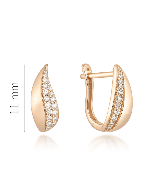 Gold earrings with zircons
